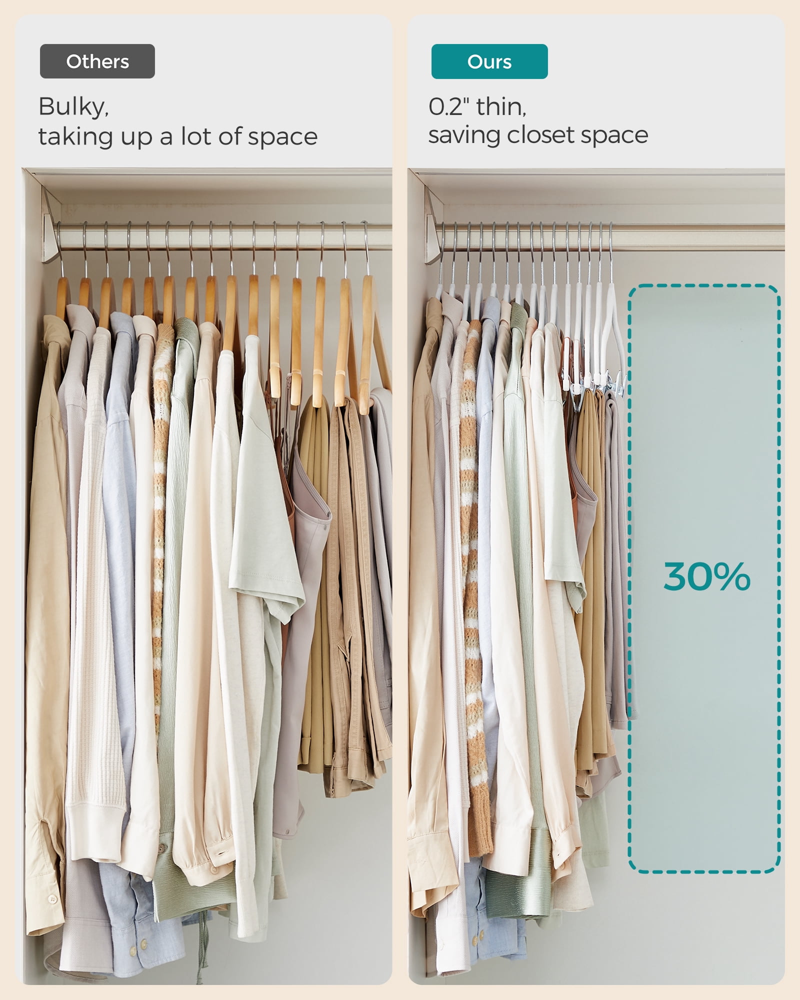 50-Pack Velvet Non-Slip Hangers with Adjustable Clips, 16.7" Heavy Duty Space Saving Hangers for Pants, Skirts, Dresses, White