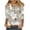 Gray, variant on QQAMB Womens Tops 3/4 Sleeve Casual Knit Notched V-Neck Floral Printed Shirts Button Summer Loose Blouses White M