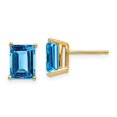 thumbnail image 4 of 14K Yellow Gold 8x6mm Emerald Cut Blue Topaz Stud Earrings, 4 of 7