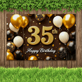 thumbnail image 5 of Black Background Happy Birthday 35th Anniversary Banner with Glittery Gold Numbers and Balloon Elements Party Supplies Birthday Party Photography Props Decors, 5 of 7