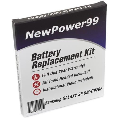 Samsung GALAXY S6 SM-G920F Battery Replacement Kit with Tools, Video Instructions, Extended Life Battery and Full One Year Warranty