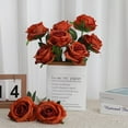 thumbnail image 5 of Orange Fake Roses Artificial Flowers - Fake Artificial Roses Silk Flowers with Stems for Home Wedding Hotel Office Centerpiece Decor（Burnt Orange）, 5 of 5