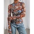 thumbnail image 5 of PRETTYGARDEN Womens Long Sleeve Going Out Tops Fall Mesh Floral Blouses Slim Fitted Shirts Date Night Outfits, 5 of 10