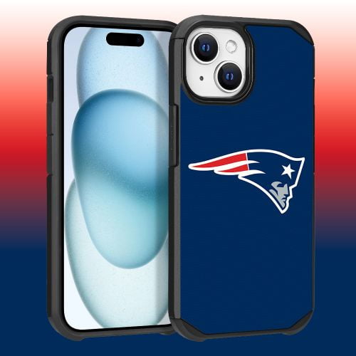 Apple iPhone 15 (6.1) - NFL Licensed New England Patriots Team Logo on Blue Textured Dual Layer Case