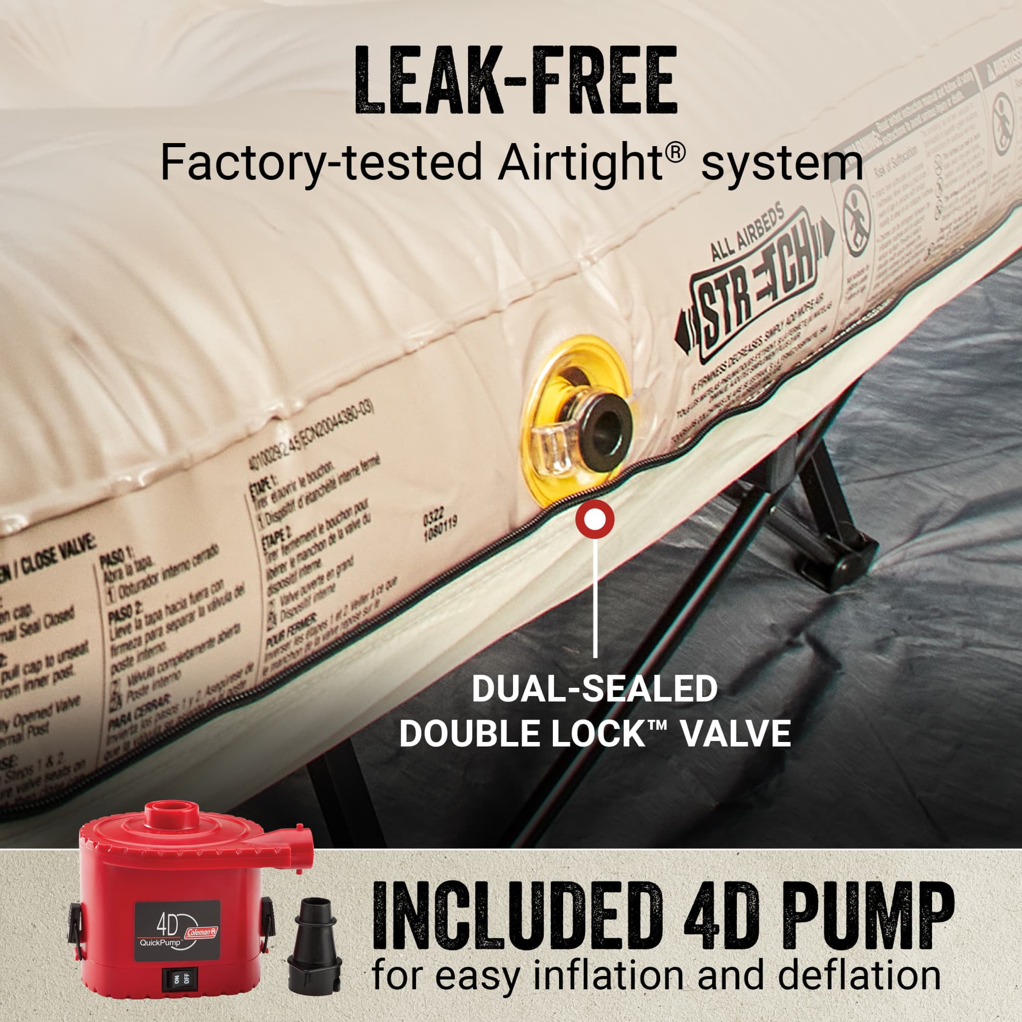 Coleman Camping Cot & Air Mattress Combo with Battery Pump & Side