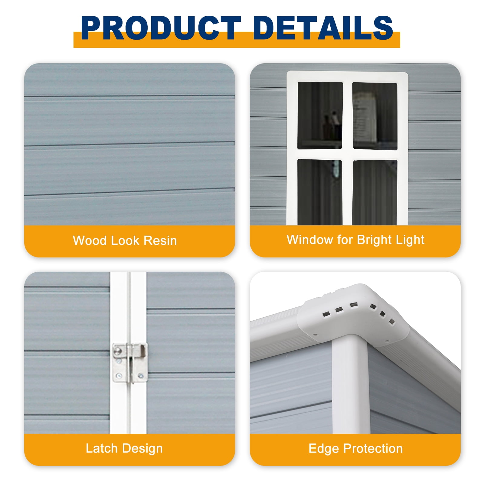 5'×3' Outdoor Storage Shed, Resin Storage Cabinet, Garden Tool Shed with Double Lockable Doors, Organizer Cabinet for Patio Yard, Gray