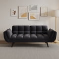 thumbnail image 2 of Sofa Bed, Convertible Sofa, Small Apartment Furniture&nbsp;2 Seater Sleeper with 3 Position Adjustable Backrest, Transforms into Bed, Polyester Upholstery, Black, 74 Inch, 2 of 9