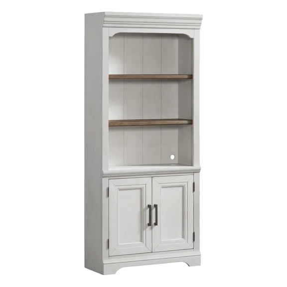 Intercon Furniture Drake Home Office 76" Wood Bookcase with Door in White/Oak