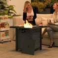 thumbnail image 2 of Outsunny Table de Foyer au Gaz Carré, Foyer Sans Fumée avec Couvercle, Noir, 2 of 10