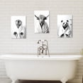 thumbnail image 2 of ZHONGYUTONG Bathroom Animal Wall Art 3 Pieces Cute Otter Highland Cow Panda Wearing Bathrobe Funny Poster Black White Canvas Prints for Toilet Restroom Framed (24.00" x 36.00" x 3PCS), 2 of 7
