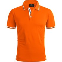 SPEEDRUN Polo Shirts for Men Short Sleeve Solid Color Men'S Golf Polo Shirts Business Polo Shirts Causal Collared Golf Tennis T-Shirt Orange 2Xl