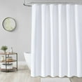 thumbnail image 2 of Zrodlmo Waffle Fabric Shower Curtain and Liners Sets with Hooks, Mildew-Resistant Thick Bathroom Curtain Set, 72" x 72", White, 2 of 7