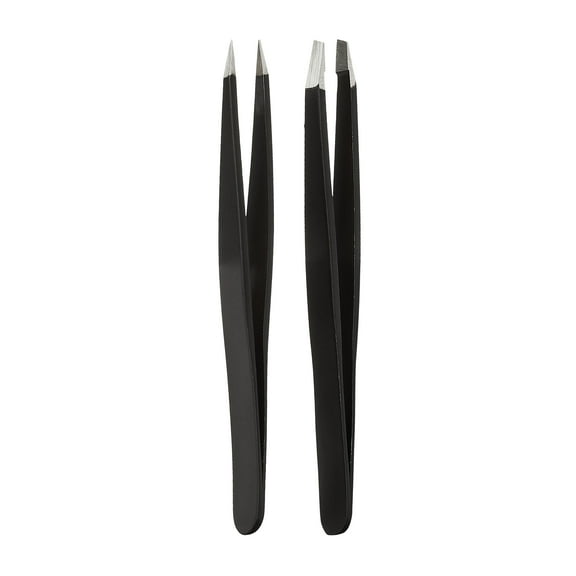 Equate Stainless Steel Duo Slant and Point-Tip Tweezer Set, 2 Pieces