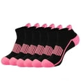 thumbnail image 4 of 1 Pair Neon Striped Ankle Socks for Men, Breathable Mesh Low Cut Athletic Crew - Thin Moisture Wicking Running Sock with Color Block Design Pink, 4 of 4