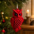 thumbnail image 3 of Velvet Christmas Tree Ornaments, Shatterproof Flocked Christmas Decorations, Burgundy Owl Shaped for Xmas Holiday Home Party Decor(B), 3 of 7