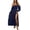 Navy, variant on Women's Boho Off Shoulder Long Sleeve Smocked Side Split Flowy A Line Maxi Dress S-XXL