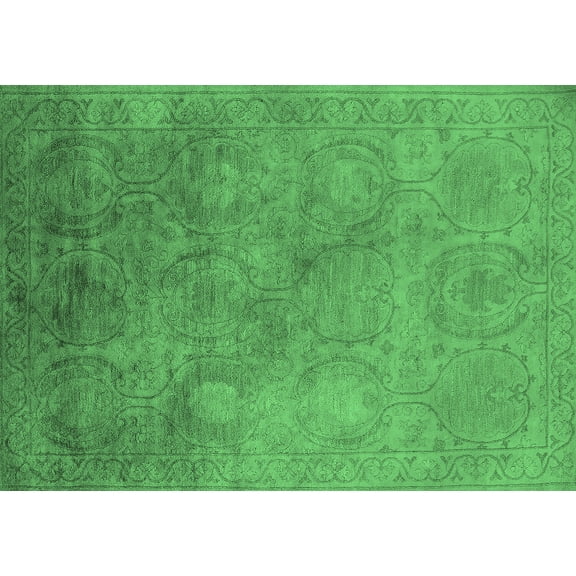 Ahgly Company Indoor Rectangle Oriental Emerald Green Industrial Area Rugs, 5' x 7'