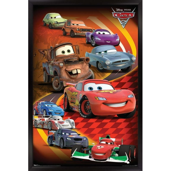 Disney Pixar Cars 2 - Group Wall Poster, 14.725" x 22.375", Framed