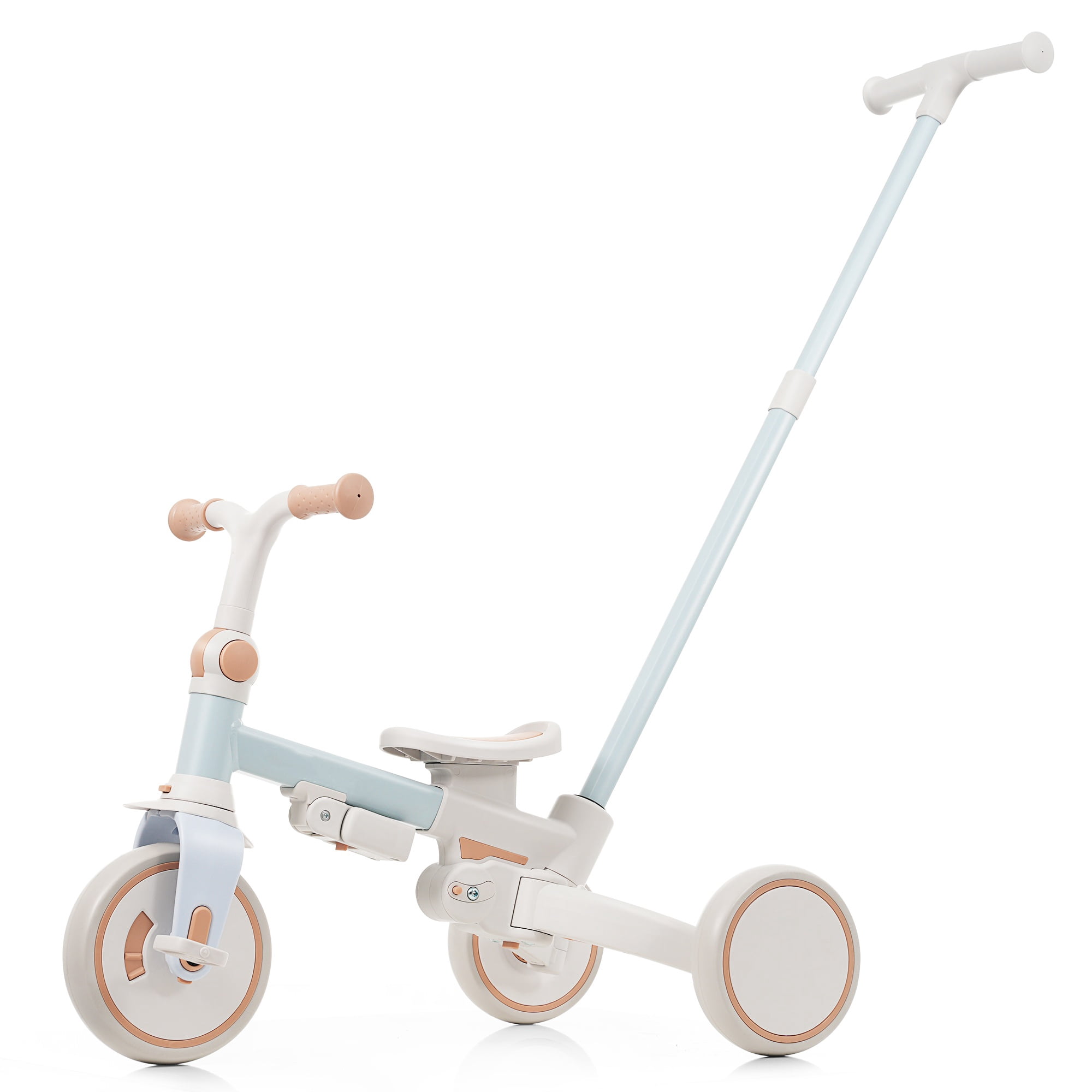 7-in-1 Baby Tricycle 1-6 Years Aluminum Frame with Canopy Push Handle 5-Point Harness for Kids Outdoor Ride