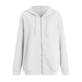 thumbnail image 5 of Kaprioy Womens Plus Size Hoodies Sweatshirt Long Sleeve Zip Up Drawstring Jacket Coat Fashion Clothing Outwear with Pocket White, S, 5 of 6
