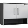 Black & Decker Hitch Cap 2-Door Wall Cabinet with Open Shelf, 31-1/4"W x 11-3/4"D x 24-7/8"H, Charcoal/Silver Laminate Finish