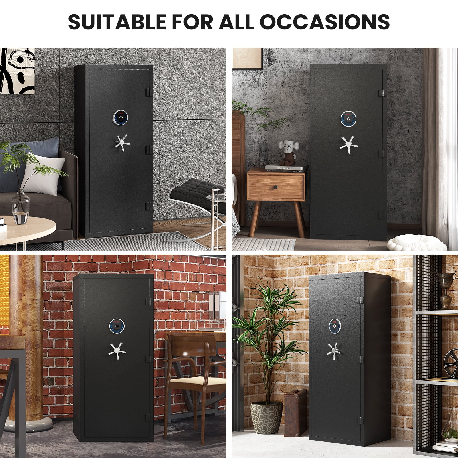 12-18 Gun Safe, Biometric Fingerprint Gun Safes With Induction Light, Large Gun Cabinet With Adjustable Shelves & Handgun Pockets, for Secure Home Storage