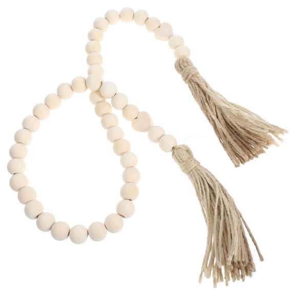 OUNONA Love Wooden Bead Garland With Tassel Decorative Beads Home Decor Farmhouse Tassel Garland Boho Decor Boho Wood Bead Garland Wood Bead Garland Prayer For Tiered Tray Home Decor
