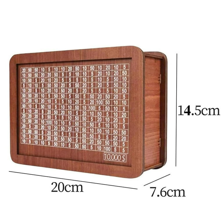 IMossad Cash Vault Wooden Savings Box, Wooden Cash Money Saving