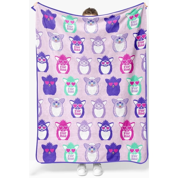 Jay Franco Plush Throw Blanket – 46" x 60" Inch Cartoon Kids Soft & Cozy Fleece Throw for Bedroom & Couch Décor, Official Licensed Product, Purple - Furby