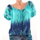 thumbnail image 5 of Blusa Camisa estampada de manga corta con cuello en V Blusa suelta Mujer Top de verano, Verde, 5XL Kearding AP001925-72, 5 of 7
