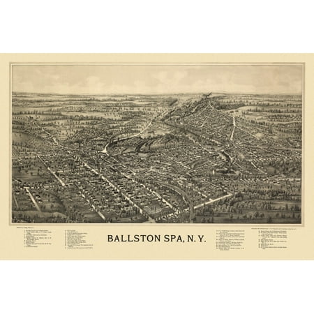 Saratoga Spa Parts - Historic Map of Ballston Spa New York 1891 Saratoga County Poster Print