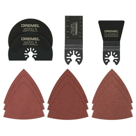 Dremel MM388 Universal Quick Fit Oscillating Tool Accessory Kit for Cutting, Sanding, and Scraping, 13 Pieces