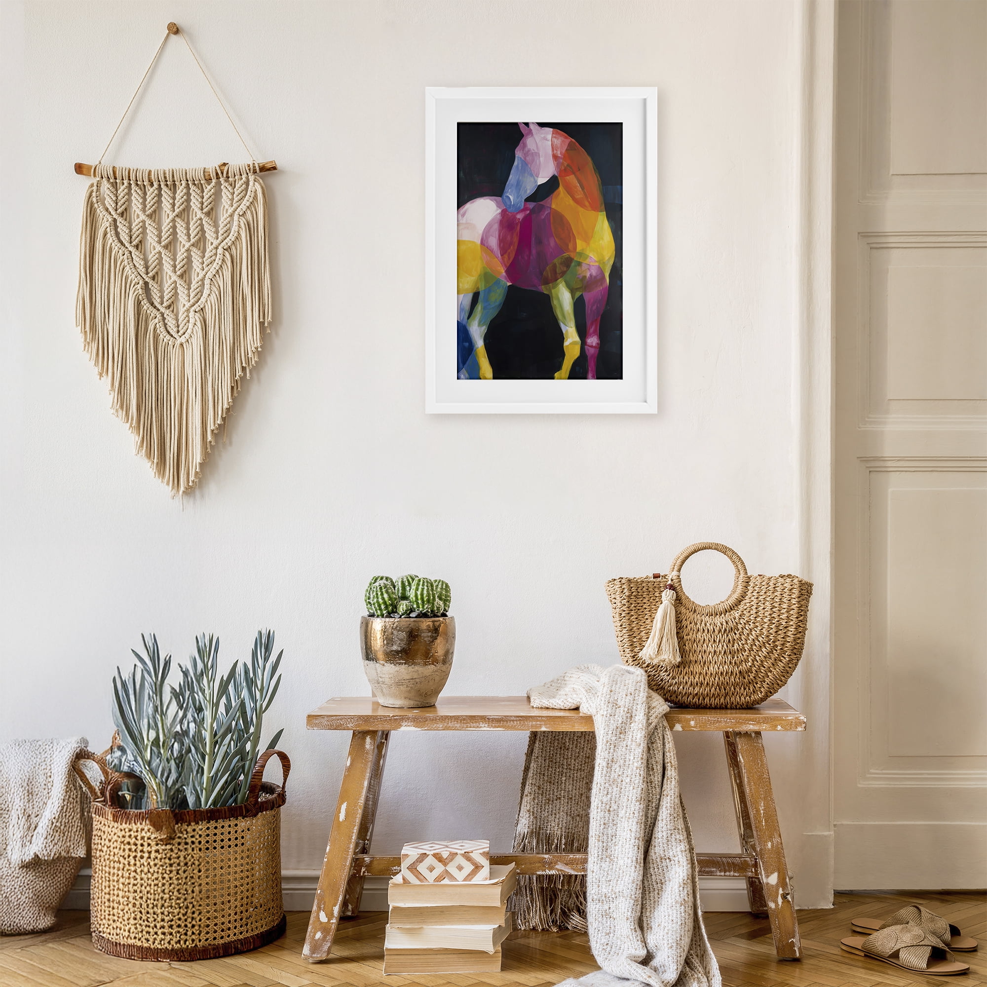 Stupell Industries Prism Horse Abstraction White Framed Print Under Glass, design by Chromatic Storm Studio