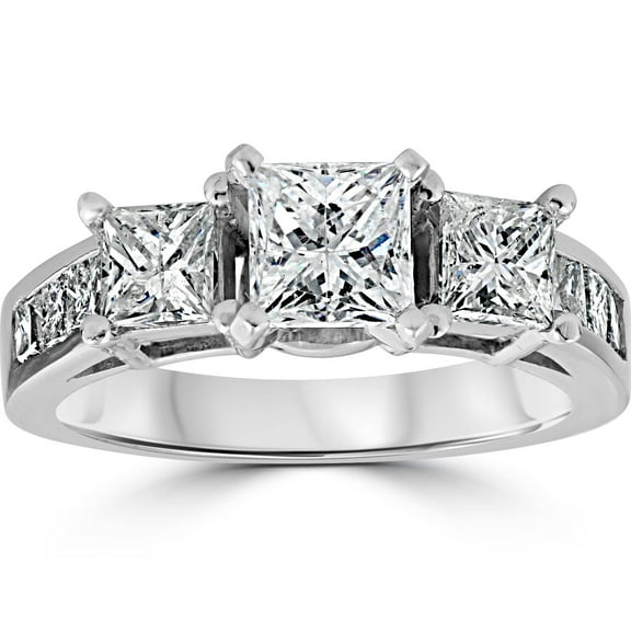 Pompeii 2ct Princess Cut Engagement  Diamond Ring 14K White Gold (G/H,I1-I2)