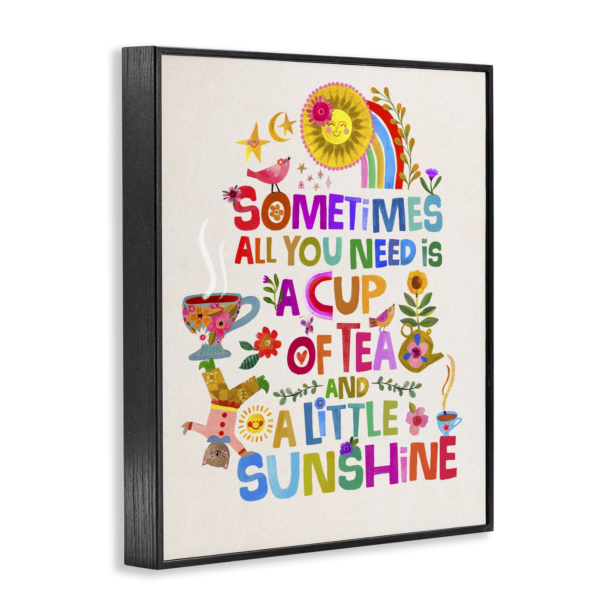 Stupell Industries Cup Of Tea & Sunshine Black Framed Giclee Art, design by Katherine Herrell Studio