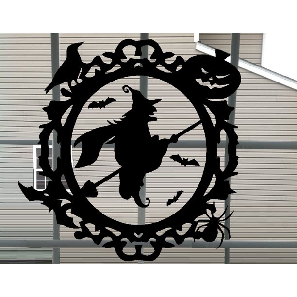 Decal Witch in Halloween Frame Wall or Window Decal 13" x 13.5
