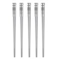 thumbnail image 1 of Palillos de metal reutilizables, 5 pares de palillos de acero inoxidable, ligeros, antideslizantes, juego de regalo, 1 of 5