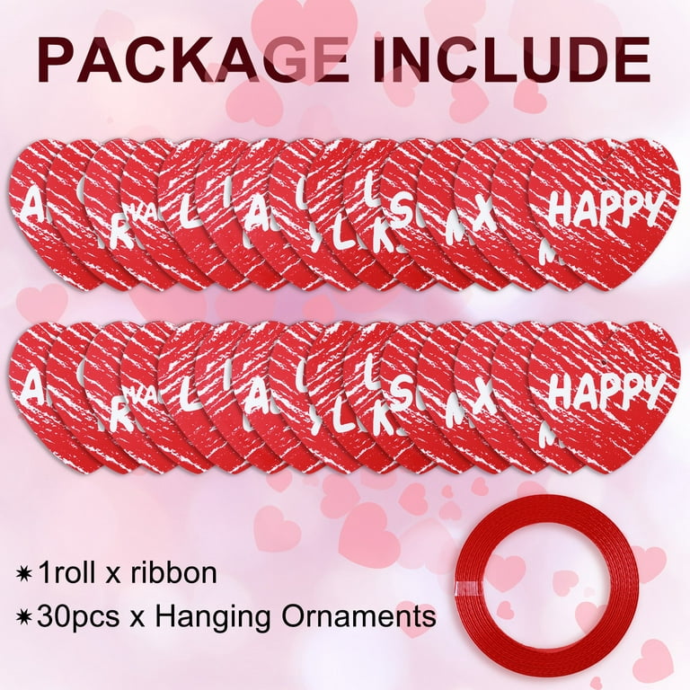 30 Pcs Valentine's Day Party Decorations, Valentine Hanging Heart  Decorations Red Hearts Hanging Ornaments with Red Ribbons, Hearts Decor for  Happy Valentines Day Wedding Anniversary Theme Party 