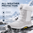 thumbnail image 3 of Stepedia Women's Warm Faux Fur Lined Windproof Mid-Calf Winter Snow Boots, White Size 6.5, 3 of 8