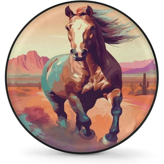 Spare Tire Cover Wild Horses Wheel Covers Protectors Waterproof Dust-Proof Universal Fit Trailer, RV, SUV and Many Vehicle
