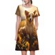 thumbnail image 1 of Easygdp Pastoral Sunflower Corgi para Vestido Transpirable de Mujer, Vestido Suelto de Manga Corta con Pliegues y Bolsillos para el Verano, 1 of 6
