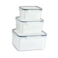 thumbnail image 3 of Contenedor de Verduras, receptor de frutas Claras Ahorrando Espacio Con Colador para refrigerador, 3 of 8