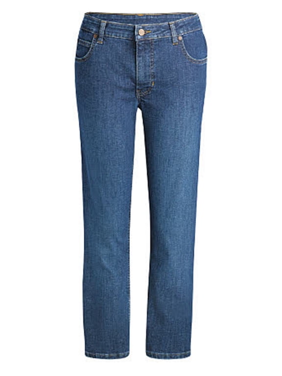 women's straight leg denim jeans stonewashed indigo blue 8 regular