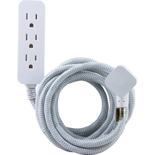 GE Pro Designer Extension Cord, 8ft. Braided Cord with Flat Plug, 3 Outlets, Gray and... by Jasco Products