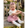 thumbnail image 5 of Lairauiy Newborn Baby Girls Romper Dress 3 6 9 12 Months Short Sleeve Skirt Jumpsuit + Long Socks + Headband Clothes Set, 5 of 9