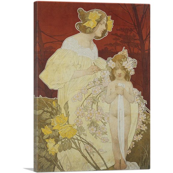 ARTCANVAS Palais De La Femme Exposition De 1900 Canvas Art Print by Henri Privat Livemont - Size: 18" x 12" (0.75" Deep)