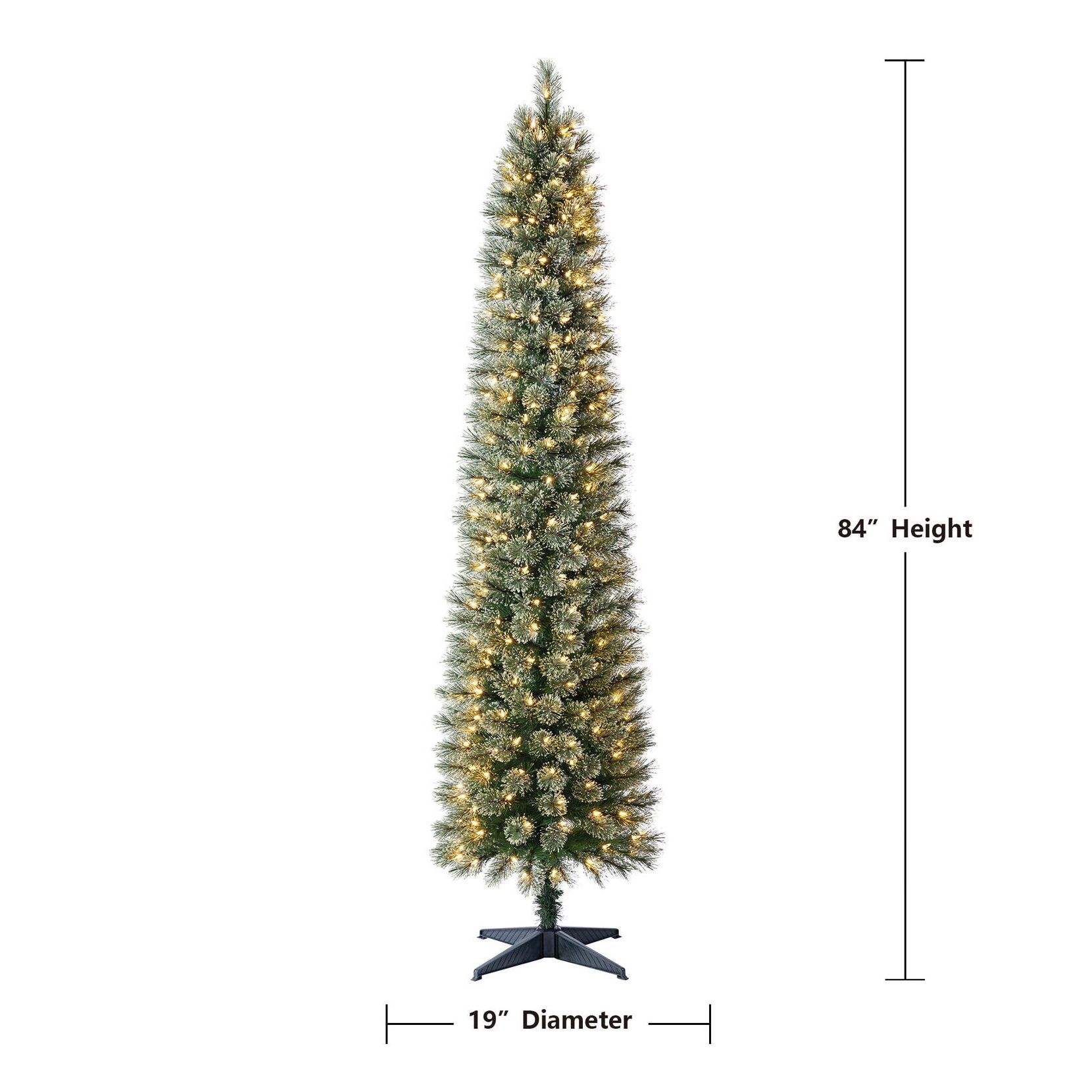 7ft Pre-Lit Shelton Pencil Fir Artificial Christmas Tree Clear LED ...