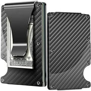 Carbon Fiber minimalist Wallet for Men, RFID Blocking Slim Wallets with Metal Money Clip, Aluminum Credit card holder Front Pocket Wallet for Mens