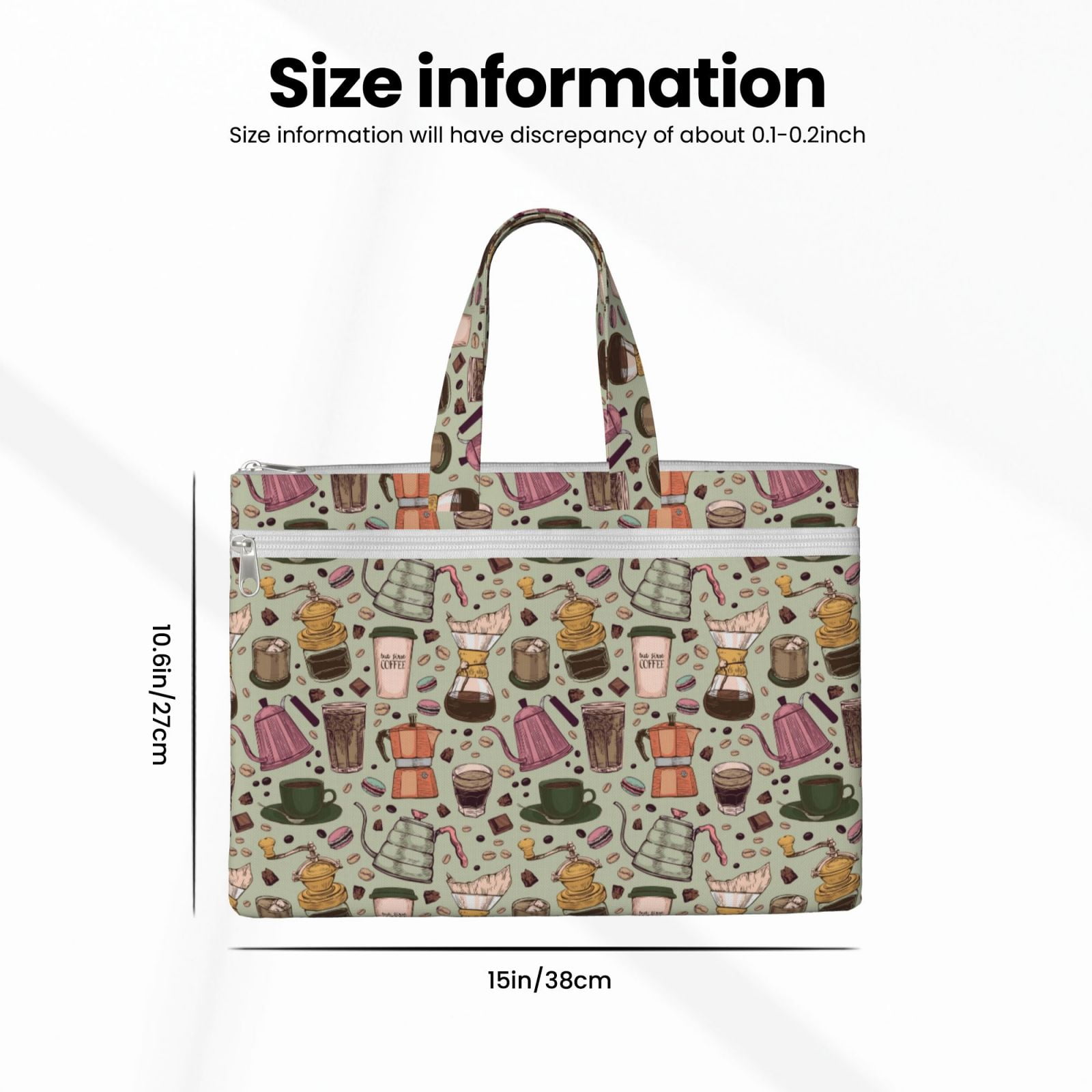 Kdxio Coffee Makers Macaroons Chocolate File Tote Document Bag Business Briefcase Bag Document Organizer Tote Briefcase for Letter A4 Files Business Teacher Office Bag