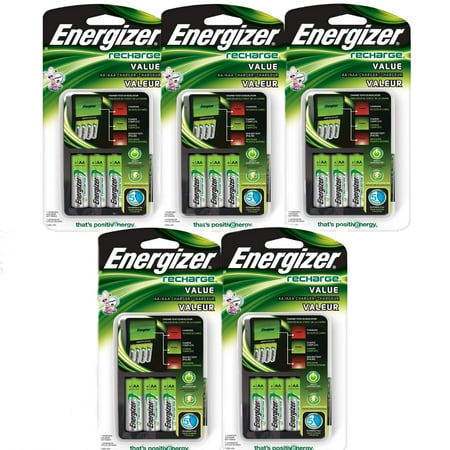 - 5 Pack Energizer Value Charger with AA Rechargeable NiMH Batteries CHVCMWB-4